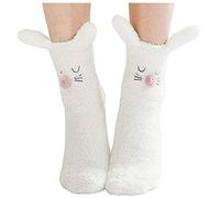 XLKJ Chaussettes Anti-dérapantes - Chaussettes de Dessin Animé Mignon en Lapin, Femme Taille Unique