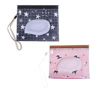 XLKJ Lot de 2 Pochette pour Lingettes, Distributeur de Lingettes pour Lingettes Humides de Voyage Réutilisables et Rechargeables