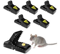 XLKJ Lot de 6 pièges à souris professionnels qui tuent instantanément, pour l'intérieur et l'extérieur, pour contrôler les rongeurs, réutilisables (noir)