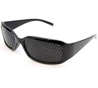 XLKJ Lunettes Sténopéïques, Lunettes à Grille avec des Branches Pliables(Noir)