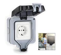 XLKJ Prise Etanche Extérieure Murale, Prise Exterieure Etanche Ip66, pour Cuisine, Salle de Bain, Garage, Piscine et Gardin
