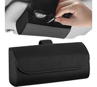 XLKWNNAD pour Volvo XC60 2018 2019 2020 Étui à Lunettes Voiture, Cuir Universelle Pare-Soleil Porte Lunettes Résistant Aux Chocs BoîTe Rangement Multifonction Protection Accessoires,B/Black