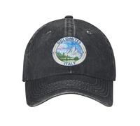 XLLDAANC Montagnes des Dolomites Italie Aquarelle Casquettes de Baseball Denim en détresse Escalade Casquette de Soleil Hommes Femmes en Plein air Toutes Les Saisons Chapeaux de Voyage Coton