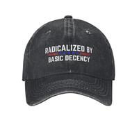 XLLDAANC Radicalisé par la décence élémentaire Drôle Social-démocratie Sarcastique Citations Hommes Casquette de Baseball Délavé Casquettes Chapeau Cadeau Couvre-Chef Coton, pour Toutes Les Saisons