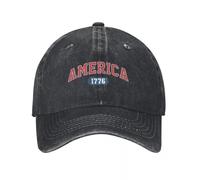 XLLDAANC Rouge Amérique 1776 Été Rétro Denim Lavé Casquettes De Baseball pour Femmes Cowboy Écran Solaire Chapeaux Randonnée Femmes Trucker Cap Coton, pour Toutes Les Saisons