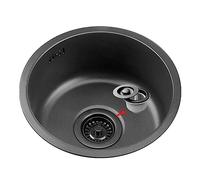 XLLYBZ Évier Noir Rond, évier en Acier Inoxydable à cuve Unique, évier de Cuisine encastré (Color : B, Size : 42cm/16.5in)