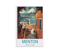 XLLYXYGJQ Menton Cote D'azur Poster de voyage vintage sur toile pour décoration d'intérieur, salon, bureau, chambre à coucher 30 x 45 cm
