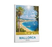 XLLYXYGJQ Poster de voyage vintage de Majorque, Espagne, 30 x 45 cm, affiche d'œuvre d'art pour décoration d'intérieur, salon, bureau, chambre à coucher