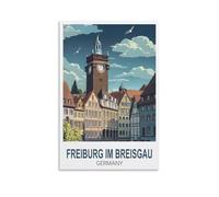 XLLYXYGJQ Poster de voyage vintage Freiburg Im Breisgau Allemagne - 20 x 30 cm - Impression sur toile pour décoration d'intérieur, salon, bureau, chambre à coucher