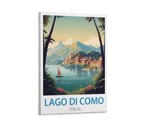 XLLYXYGJQ Poster de voyage vintage Lago Di Como Italia - 30 x 45 cm - Impression sur toile pour décoration d'intérieur, salon, bureau, chambre à coucher