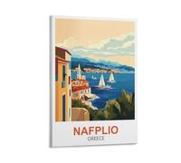XLLYXYGJQ Poster de voyage vintage Nauplie, Grèce, 30 x 45 cm, affiche d'œuvre d'art pour décoration d'intérieur, salon, bureau, chambre à coucher