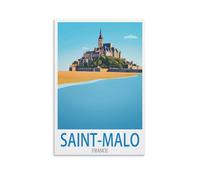 XLLYXYGJQ Poster de voyage vintage Saint Malo France - Impression sur toile pour décoration d'intérieur, salon, bureau, chambre à coucher - 30 x 45 cm