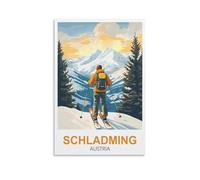 XLLYXYGJQ Schladming Poster de voyage vintage Autriche sur toile pour décoration d'intérieur, salon, bureau, chambre à coucher 20 x 30 cm