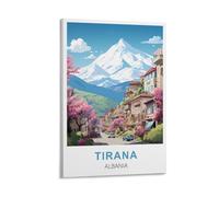 XLLYXYGJQ Tirana Poster de voyage vintage Albanie sur toile pour décoration d'intérieur, salon, bureau, chambre à coucher - 20 x 30 cm