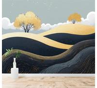 XLMING 3D Papier Peint Arbres Nuages Abstrait Collines Dorées Paysage | Texture Soyeuse Haut de Gamme Adaptée au Bureau à la Salle Manger au Coin Canapé Chambre Salon et Mur Derrière TV-250cm×170cm