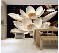 XLMING 3D Papier Peint Élégance Magnolia Blanc Pétales Tachetés D'Or Luxe | Soie Texturée Haut de Gamme Idéale Pour le Bureau la Salle à Manger Salon Chambre Canapé et Décoration Murale-200cm×140cm