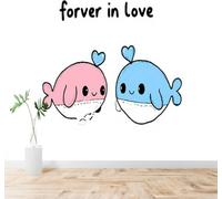 XLMING 3D Papier Peint Mignon Cartoon Bleu Pâle Baleine Forme De Cœur | Texture Soyeuse Haut de Gamme Adaptée au Bureau à la Salle Manger au Coin Canapé Chambre Salon et Mur Derrière TV-430cm×300cm