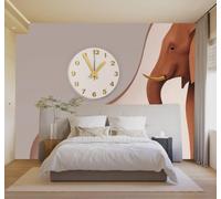 XLMING 3D Papier Peint Minimaliste Horloge Famille D'Éléphants Art | Texture Soyeuse Haut de Gamme Adaptée au Bureau à la Salle Manger au Coin Canapé Chambre Salon et Mur Derrière TV-200cm×140cm