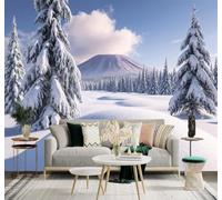 XLMING 3D Papier Peint Poétique Forêt Hivernale Pin Montagne Paysage | Soie Texturée Haut de Gamme Idéale Pour le Bureau la Salle à Manger Salon Chambre Canapé et Décoration Murale-200cm×140cm