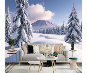 XLMING 3D Papier Peint Poétique Forêt Hivernale Pin Montagne Paysage | Soie Texturée Haut de Gamme Idéale Pour le Bureau la Salle à Manger Salon Chambre Canapé et Décoration Murale-430cm×300cm