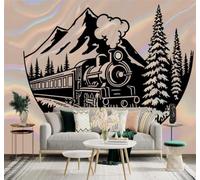 XLMING 3D Papier Peint Rétro Train À Vapeur Sommets Pinède Voies Ferrées | Soie Texturée Haut de Gamme Idéale Pour le Bureau la Salle à Manger Salon Chambre Canapé et Décoration Murale-400cm×280cm