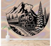 XLMING 3D Papier Peint Rétro Train À Vapeur Sommets Pinède Voies Ferrées | Texture Soyeuse Haut de Gamme Adaptée au Bureau à la Salle Manger au Coin Canapé Chambre Salon et Mur Derrière TV-150cm×105cm