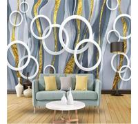 XLMING Abstract Courbes Dorées Cercles Personnalité Papier Peint 3D Soie De Luxe Intissé Bureau Salle à Manger Canapé Chambre Salon TV Mural Décoratif-250cm×170cm
