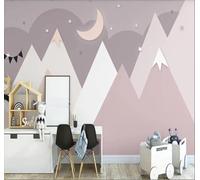 XLMING Abstract Pink Geometric Peaks Moon 3D Papier Peint Premium Texturé Soie Bureau Salle à Manger Salon Chambre Coucher Canapé TV Mur-250cm×170cm
