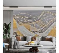 XLMING Abstract Retro Hand Drawn Geometric Golden Line Papier Peint 3D Soie De Luxe Intissé Bureau Salle à Manger Canapé Chambre Salon TV Mural Décoratif-400cm×280cm
