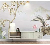 XLMING Abstraction Encre De Chine Montagnes Arbres Flamants Roses 3D Papier Peint Luxe Décoration Manger Adulte Intérieure Salon Canapé Chambre Fond TV Mur-200cm×140cm
