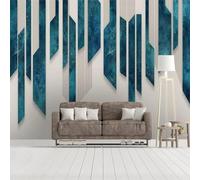 XLMING Abstraction Relief Bleu Géométrie Art 3D Papier Peint Luxe Décoration Manger Adulte Intérieure Salon Canapé Chambre Fond TV Mur-150cm×105cm