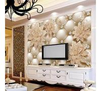 XLMING Abstraction Relief Diamants Fleurs Art 3D Papier Peint Luxe Décoration Manger Adulte Intérieure Salon Canapé Chambre Fond TV Mur-400cm×280cm