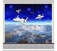 XLMING Abstraction Rêve Bleu Ciel Avion Astronaute 3D Papier Peint Texture Soyeuse Intissé Salle à Manger Bureau D'étude Canapé Chambre Salon TV Mur-400cm×280cm