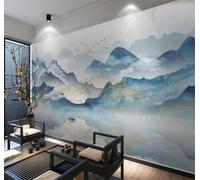 XLMING Abstrait Ambiance Bleu Encre De Chine Paysage Scénario 3D Papier Peint Premium Texturé Soie Bureau Salle à Manger Salon Chambre Coucher Canapé TV Mur-300cm×210cm