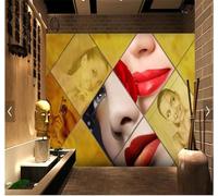 XLMING Abstrait Belle Beauté Maquillage Lèvres Rouges 3D Papier Peint Texture Soyeuse Intissé Salle à Manger Bureau D'étude Canapé Chambre Salon TV Mur-200cm×140cm