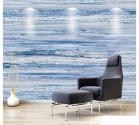 XLMING Abstrait Bleu Encre De Chine Eau De Mer Imitation Marbre Papier Peint 3D Soie De Luxe Intissé Bureau Salle à Manger Canapé Chambre Salon TV Mural Décoratif-150cm×105cm