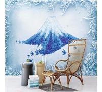 XLMING Abstrait Bleu Origami Grue Blanche Montagne Art 3D Papier Peint Premium Texturé Soie Bureau Salle à Manger Salon Chambre Coucher Canapé TV Mur-350cm×256cm