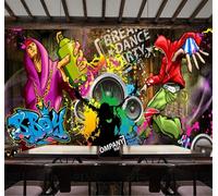 XLMING Abstrait Coloré Graffitis Personnages Danse 3D Papier Peint Premium Texturé Soie Bureau Salle à Manger Salon Chambre Coucher Canapé TV Mur-250cm×170cm