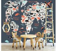 XLMING Abstrait Créatif Animaux Avions Carte Du Monde 3D Papier Peint Luxe Décoration Manger Adulte Intérieure Salon Canapé Chambre Fond TV Mur-200cm×140cm