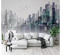 XLMING Abstrait Créatif Géométrique Architecture Urbaine Oiseaux En Vol 3D Papier Peint Luxe Décoration Manger Adulte Intérieure Salon Canapé Chambre Fond TV Mur-150cm×105cm