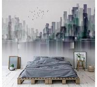 XLMING Abstrait Créatif Géométrique Architecture Urbaine Oiseaux En Vol Papier Peint 3D Soie De Luxe Intissé Bureau Salle à Manger Canapé Chambre Salon TV Mural Décoratif-300cm×210cm