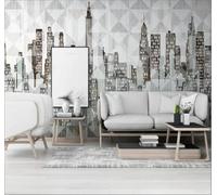 XLMING Abstrait Créatif Géométrique Ville Architecture 3D Papier Peint Premium Texturé Soie Bureau Salle à Manger Salon Chambre Coucher Canapé TV Mur-400cm×280cm