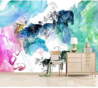 XLMING Abstrait Cubique Cheval De Fumée Coloré 3D Papier Peint Premium Texturé Soie Bureau Salle à Manger Salon Chambre Coucher Canapé TV Mur-200cm×140cm