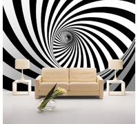 XLMING Abstrait Cubiste Noir Et Blanc Rayures Spirale Papier Peint 3D Soie De Luxe Intissé Bureau Salle à Manger Canapé Chambre Salon TV Mural Décoratif-150cm×105cm