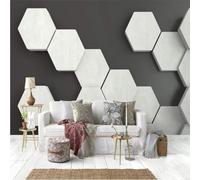 XLMING Abstrait En Relief Espace Géométrie Blanc Hexagone 3D Papier Peint Premium Texturé Soie Bureau Salle à Manger Salon Chambre Coucher Canapé TV Mur-430cm×300cm