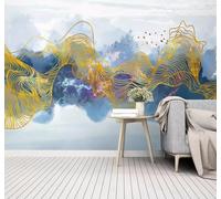 XLMING Abstrait Encre De Chine Doré Lignes Oiseaux En Vol Paysage 3D Papier Peint Luxe Décoration Manger Adulte Intérieure Salon Canapé Chambre Fond TV Mur-430cm×300cm