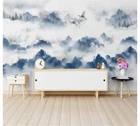 XLMING Abstrait Encre De Chine Nuages Blancs Hautes Montagnes Oiseaux En Vol Paysage 3D Papier Peint Texture Soyeuse Intissé Salle à Manger Bureau D'étude Canapé Chambre Salon TV Mur-200cm×140cm