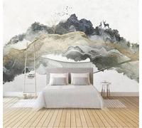 XLMING Abstrait Encre De Chine Paysage Fil D'Or Élan 3D Papier Peint Texture Soyeuse Intissé Salle à Manger Bureau D'étude Canapé Chambre Salon TV Mur-430cm×300cm