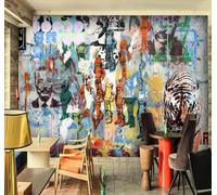 XLMING Abstrait Figures Tigre Graffiti Personnalité 3D Papier Peint Premium Texturé Soie Bureau Salle à Manger Salon Chambre Coucher Canapé TV Mur-250cm×170cm
