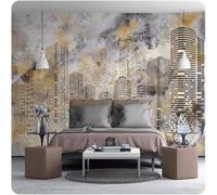 XLMING Abstrait Géométrique Or Ville Architecture Papier Peint 3D Soie De Luxe Intissé Bureau Salle à Manger Canapé Chambre Salon TV Mural Décoratif-430cm×300cm